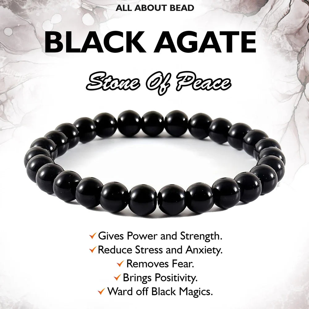 Black Agate Crystal Healing Bracelet